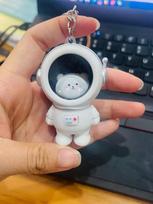 Night Light Astronaut Couple Keychain Creative Luminous Bear Keychain Bag Pendant Small Gift sidabras