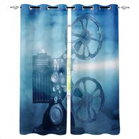 Film Tape Projector Window Curtain Bedroom Kitchen Decor Curtain Panel Curtains for Living Room 135W x 60H(cm) gray