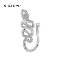 Clip-on Nose Ring Fake Nose Cuff Non-Piercing African Nose Cuff Nose Ring Cuffs Clip-On Nose Ring G-172 Silver gray