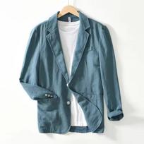 Retro medvilninis lininis vyriškas švarkas paplūdimio vestuvinis kostiumas pavasario vasaros mada vyriškas oficialus verslo plonas kostiumas 2XL gray