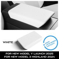 for Tesla Model Y Launch Juniper 2025 Model 3 Highland 2024 TPE Soft Case Center Console Arm Rest Lid Armrest Cover Accessories NEW WHITE white