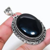 Natural Black Onyx Gemastone 925 Sterling Silver Jewelry Pendant 2.36  AP-14424 black