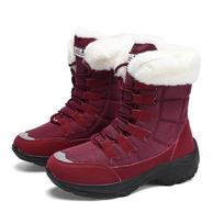 Women's Winter Boots High-heeled Fur Warm Snow Boots Ankle Botas Mujer Comfortable Barefoot  Sales Platform Heel Boat Shoes 2026 41 raudona