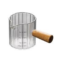 Accurate Measurement Espresso Shot Glass Cup with Clear Markings and Comfort Wooden Handle for Home Baking and Baristas gray
