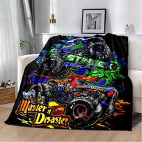 M-Monster Jam Monster Truck Cartoon Blanket,Soft Throw Blanket for Home Bedroom Bed Sofa Picnic Travel Office Cover Blanket Kid Size: 75*100cm, Weight: 230 GSM
