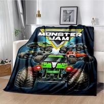 M-Monster Jam Monster Truck Cartoon Blanket,Soft Throw Blanket for Home Bedroom Bed Sofa Picnic Travel Office Cover Blanket Kid Size: 75*100cm, Weight: 230 GSM gray