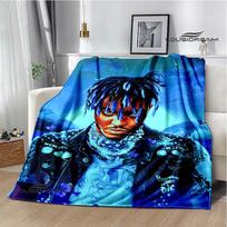 3D reperis Juice Wrld 999 Retro spausdinti pledai Flanelinis šiltas pledas Minkštas jaukus pledas Kelioniniai pledai lovos užtiesalai Gimtadienio dovana 75x90cm blue