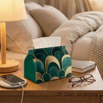 1pc Modern Elegant Art Deco Tissue Box And Dispenser, Golden Geometric Napkin Holder, Durable Polyester Tissue Dispenser Suitable for Home, Kitchen, C One Size black