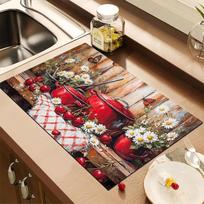 1Pcs Rubber Drying Mat With Garden Decorative Dish Drying For Coffee Shop Restaurant Kitchen Carpet Tableware Durable Diatom Mud 50*80cm brown