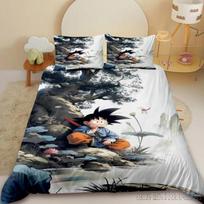 Anime Popular Dragon Ball Goku Child Bedding Set Baby Duvet Cover Sets Bedclothes Twin Single King Kids Adult Gift EU Single 135*200cm/53x79in 3pcs