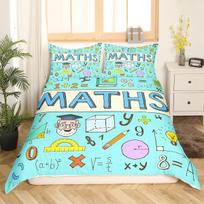 Math Equation Bedding Set Double Size Mathematics Formula Duvet Cover 3pcs Science Theme Axis Art Style Soft Quilt Cover EU Single 135*200cm/53x79in 3pcs white