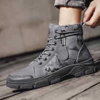 Fashion High Top Mens Boots Winter Fur Warm Men's Shoes Work Safety Sneakers Winter Outdoor Casual Sports Sneakers Male Ankle Boots 42 pilka