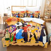 Ranma 1/2 patalynės komplektas Viengulis Twin Pilnas Queen King Dydžio Lova Komplektas Suaugusiems Vaikams Miegamojo Antklodės užvalkalas Rinkiniai 3D Spausdinimas Anime Patalynės paklodės Komplektas EU Twin 135x200cm beige