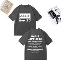 OASIS Live 25 Tour 2025 Vintažiniai marškinėliai Vyrams Moterims Laisvalaikio medvilniniai marškinėliai Drabužiai Hip Hop Gatvės stiliaus Marškinėliai trumpomis rankovėmis Gerbėjų dovana S gray