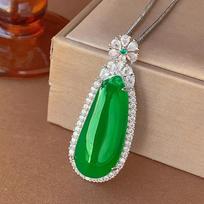 Papuošalai Retro Ledo Chalcedono Meliono Pakabukas Inkrustuotas Chalcedono Jadeitu Pakabuko Vėrinys Temperamentas green