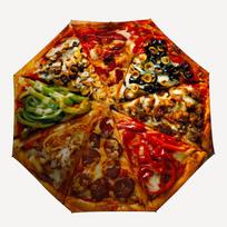 1pc Pizza Slices Pattern Small Travel Automatic Folding Umbrella, Compact Windproof Umbrella, Automatic Open/Close ,Gift-091511 orange