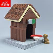 Set  MOC Bricks Dog House Kennel Shed Farm Animal Building Blocks Birthday Present DIY Dolls Toys black