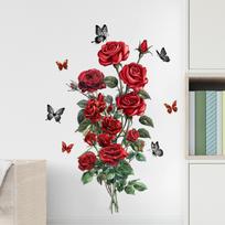 DIY Self-Adhesive Red Rose Wall Stickers For Living Rooms Bedroom Background Wall Decoration Creative Sticker Mural Home Decor brown