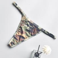 Adjustable Camouflage T-Back Thong for Women - Sexy V018 One Size armijos žalia spalva