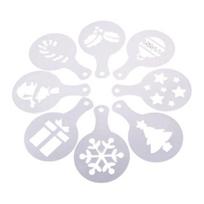 8 vnt. Kalėdinio rašto kavos formelė Nešiojamas plastikinis latte kavos dekoravimo trafaretas kavinei Christmas white