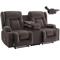 VEVOR Dviejų vietų recliner sofa, elektrinė recliner sofa su šildymu ir masažu, zomšinė elektrinė recliner sofa su centrine konsolė, USB prievadais