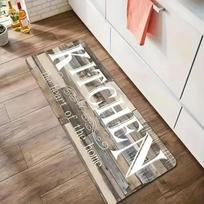 2 Pcs Rustic Wood Grain Kitchen Rug Set Non-Slip Oil Proof Washable  The Heart of the Home  Print Floor Mats 50cmx80cm