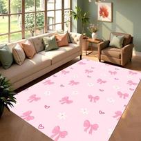 Light Pink Bow Daisy Tiny Heart Area Rug Non Slip Soft Sweet Floor Mat Cottagecore Cute Carpet For Bedroom Decor 50X80CM