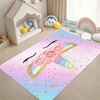Rainbow Unicorn Fantasy Area Rug, Pastel Butterfly Non-Slip Play Mat, Decorative Floor Carpet for Nursery Playroom Girls Room 60x90cm