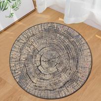 Natural Weathered Wood Grain Anti Slip Round Carpet, Washable Floor Rug for Rustic Style Bedroom Indoor Use 40x40cm