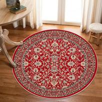Classic Red Persian Round Area Rug Vintage Oriental Medallion Luxury Floor Carpet for Living Room Bedroom Dining Room Decor 120x120cm