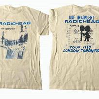 Radiohead Ok Computer Albums 90s graphic Sand T shirt 2 sided Cotton For Fans L white