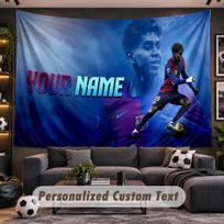 Sieninis gobelenas Individualus pavadinimas Lamine Yamal raštas Personalizuotas spausdintas audinys Sienų dekoras 130cmx150cm