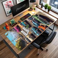 Grand Theft Auto Customize Your Name Mouse Pad Gaming Laptop Mouse Pad Desktop Mouse Pad Non-Slip Rubber Base Office Desk Accessory 30cmx60cm gray