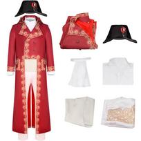 2023 Napoleono Cosplay Kostiumas Retro Viduramžių Teismo Derliaus Poliesterio Raudonas Paltas Skrybėlė Helovinui L raudona