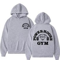 „Powerhouse Gym Geek Fitness Print“ gobtuvai Unisex Moteriški Laisvalaikio vintažiniai dideli megztiniai „High Street Fashion“ hiphopo džemperis 4XL gray