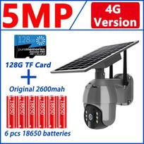 4G SIM Card WIFI Solar Battery PTZ 3MP/5MP Outdoor Waterproof PIR Alarm Motion Detection P2P CCTV Camera vandens mėlyna spalva