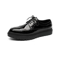 Blizgūs odiniai vyriški kedai Madingi Aukštos klasės Prabangūs Laisvalaikio Board batai Juodi Brogues Su raišteliais Laisvalaikio batai Plokščiapadžiai Zapatillas Hombre 44 juoda