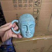 Creative Buddha Porcelain Cup Mug Buddha Head Creative Cup Ceramic Cup Buddha Compassion Coffee Cup 450ml gray