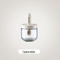 Telescopic Glass Salt Shaker with Spoon Lid - Moisture-Proof, Sealed Kitchen Seasoning Bottle White white