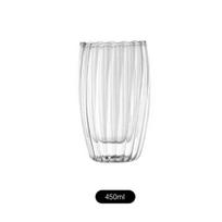 250/350/450ml Stiklinė puodelis Dryžuotas Dvigubos sienelės Aukšto boro silikatinio Stiklo Karščiui atsparus Arbatos Rankų darbo Pieno Sulčių Viskiui Espresso Kavos Puodelis 250-450ml white