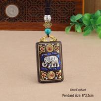 Nepal Thangka Ebony Wood Ganesha Pendant Necklace with Buddha Amulet Money Tree Charm
