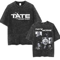 Tate McRae So Close To What World Tour 2026 Vintage Washed T Shirts Men Women Hip Hop Gothic Oversized Cotton Tshirt Streetwear M gray