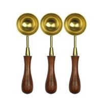 3 Pcs Metal Sealing Spoon with Wood Handel Sealing Stamp Melting Spoon Wax Seal Spoon for Scrapbooking Album brown