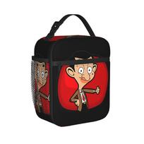 Mr Bean Cartoon Insulated Lunch Bags Leakproof  Reusable Cooler Bag Tote Lunch Box School  Travel Food Handbags One Size black