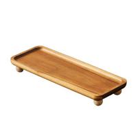 Rustic Retro Kitchen Serving Tray Solid Wood Decorative Serving Platter Household Sturdy Wood Pedestal Stand Home Decor