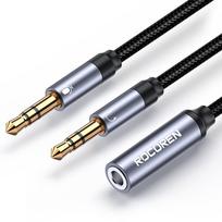 Rocoren 3,5 mm lizdo garso skirstytuvas Kabelis 2 krypčių Aux Male į Dvigubą Female Ausinių Garso Adapterį Ausinėms Telefonui Kompiuteriui PS4Geras produktas 2 in 1