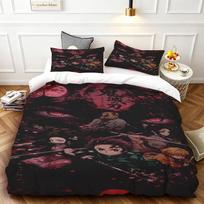 Nezuko 3pcs Duvet Cover Demon Slayer Cartoon Bedding Set Quilt Cover Queen King for Children Teens Bedroom Decor 135x200cm black