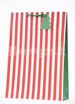 Kalėdinis dovanų maišelis „Stripes“, raudona/balta, 32,4 cm