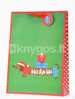 Kalėdinis dovanų maišelis „Ho ho Ho“, žalias, 32,4 cm