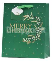 Kalėdinis dovanų maišelis „Merry Christmas“, žalias, 22,9 cm
